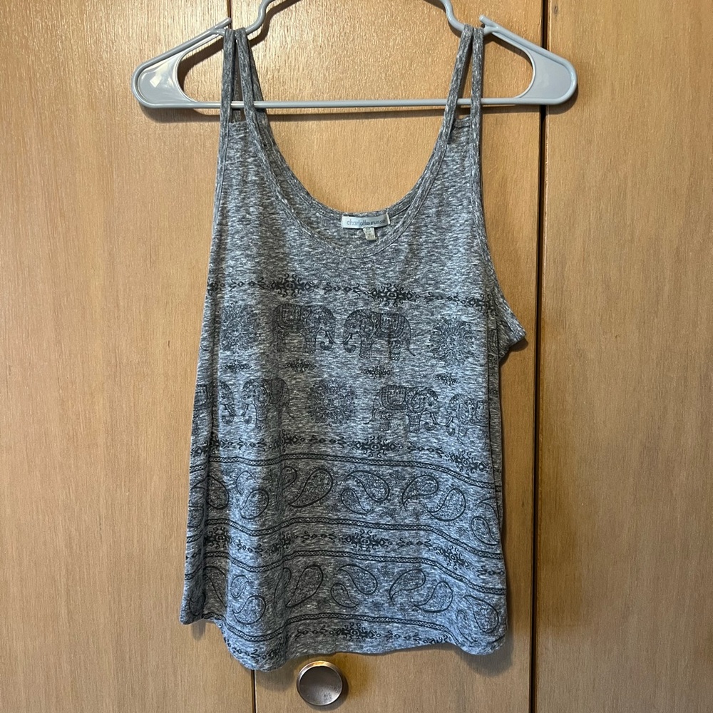 Charlotte Russe Gray Patterned Tank Top